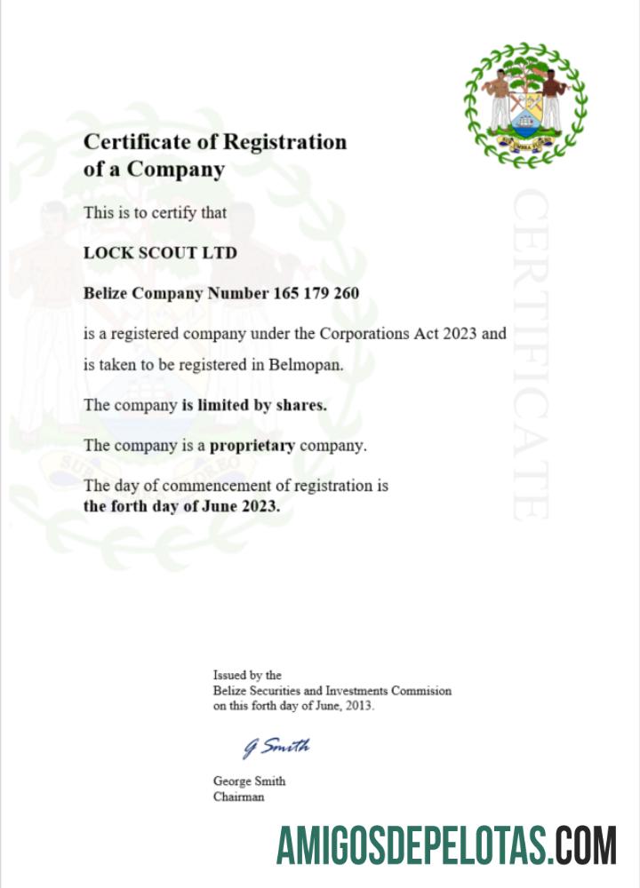 Modelo realista de certificado de registro de Belize em Word e PDF